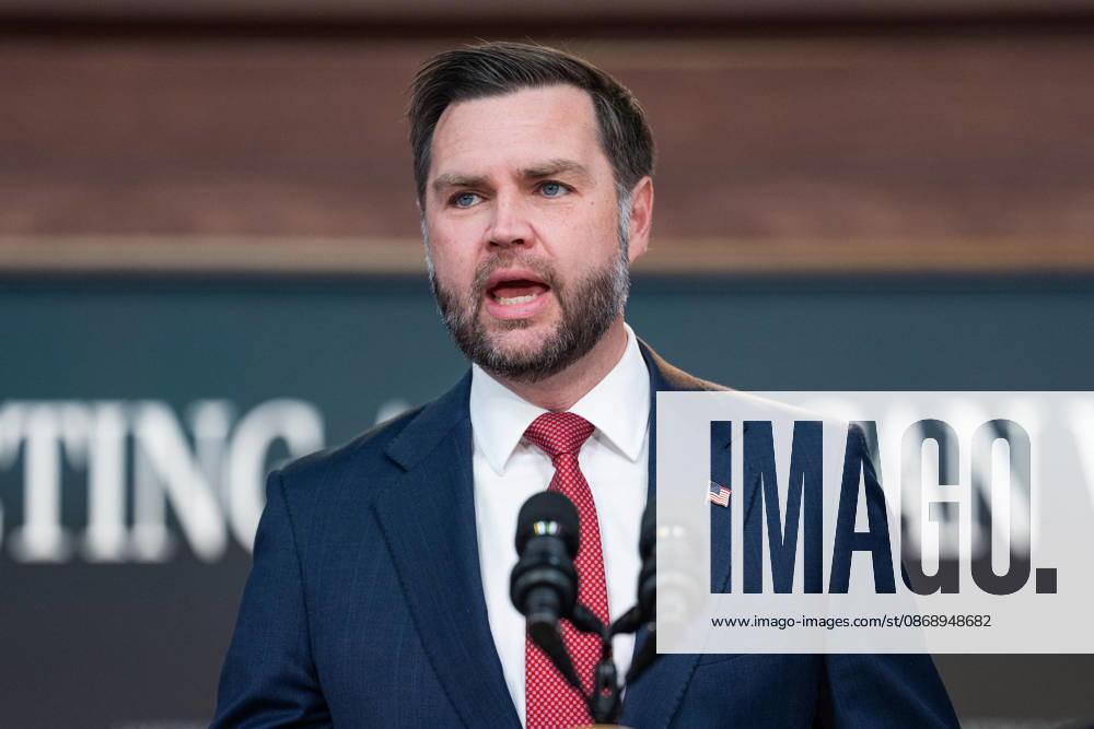 JD Vance During Immigration Program Announcement - Washington Vice President JD Vance gives remarks during an announcement in the South Court Auditorium of the Eisenhower Executive Office Building at the White House in Washington, DC, US, on Thursday, Oct. 8, 2026. The Trump administration said Thursday that it would suspend an immigration program for multiple tech firms, including Microsoft Corp., alleging widespread abuse of a worker visa system. Photo by Aaron Schwartz Pool ABACAPRESS.COM Washington District of Columbia