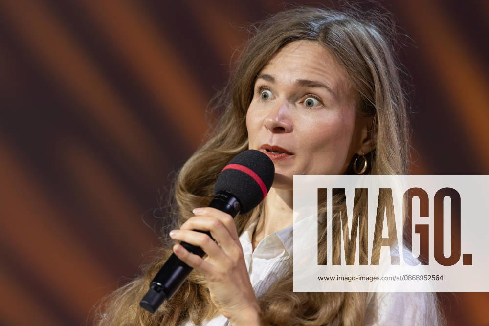 Frankfurt Book Fair 2026: Valeria Gordeev receives the 2026 aspekte Literature Prize for her book *The Cicada Sheds Its Shiny Golden Shell*, Frankfurt am Main, Hesse, Germany, Exhibition Center