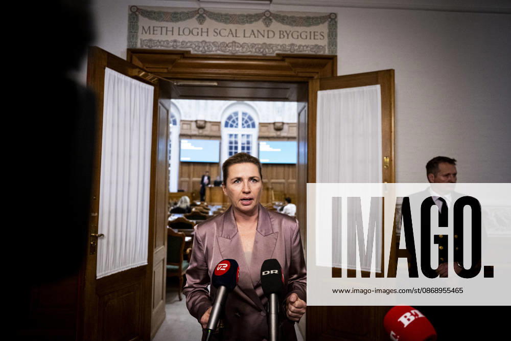 Denmark Opening Debate: Danish Prime Minister Mette Frederiksen answers questions after the opening debate of the Danish Parliament, the Folketing, at Christiansborg Palace in Copenhagen on Thursday, October 8, 2026. Photo by Nils Meilvang, Scanpix 2026, Copenhagen, Denmark
