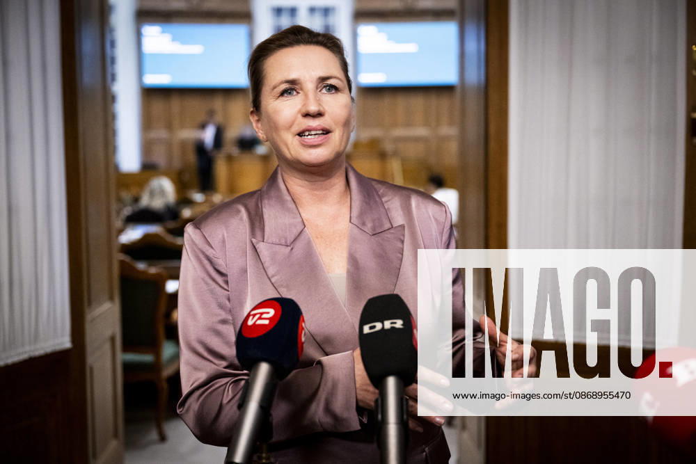 Denmark Opening Debate: Danish Prime Minister Mette Frederiksen answers questions after the opening debate of the Danish Parliament, the Folketing, at Christiansborg Palace in Copenhagen on Thursday, October 8, 2026. Photo by Nils Meilvang, Scanpix 2026, Copenhagen, Denmark