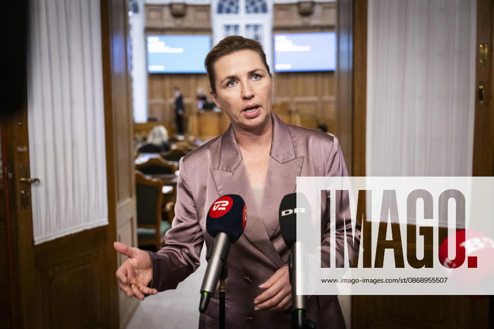 Denmark Opening Debate: Danish Prime Minister Mette Frederiksen answers questions after the opening debate of the Danish Parliament, the Folketing, at Christiansborg Palace in Copenhagen on Thursday, October 8, 2026. Photo by Nils Meilvang, Scanpix 2026, Copenhagen, Denmark
