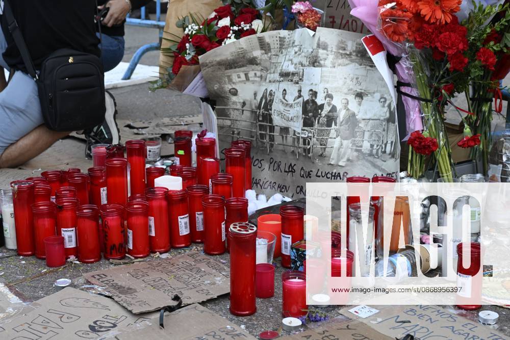 Shrine dedicated to Maricarmen Abascal in Madrid MADRID, SPAIN OCTOBER 8, 2026: A shrine is displayed at Puerta del Sol in Madrid dedicated to Maricarmen Abascal, who died in hospital on October 7, 2026, two weeks after being evicted from her home. The shrine was placed at the central Madrid square following her death. Abascals death has drawn attention to her housing situation and the circumstances surrounding her eviction. Puerta del Sol is one of Madrids main public squares and a prominent location for public gatherings and memorials. Madrid Spain