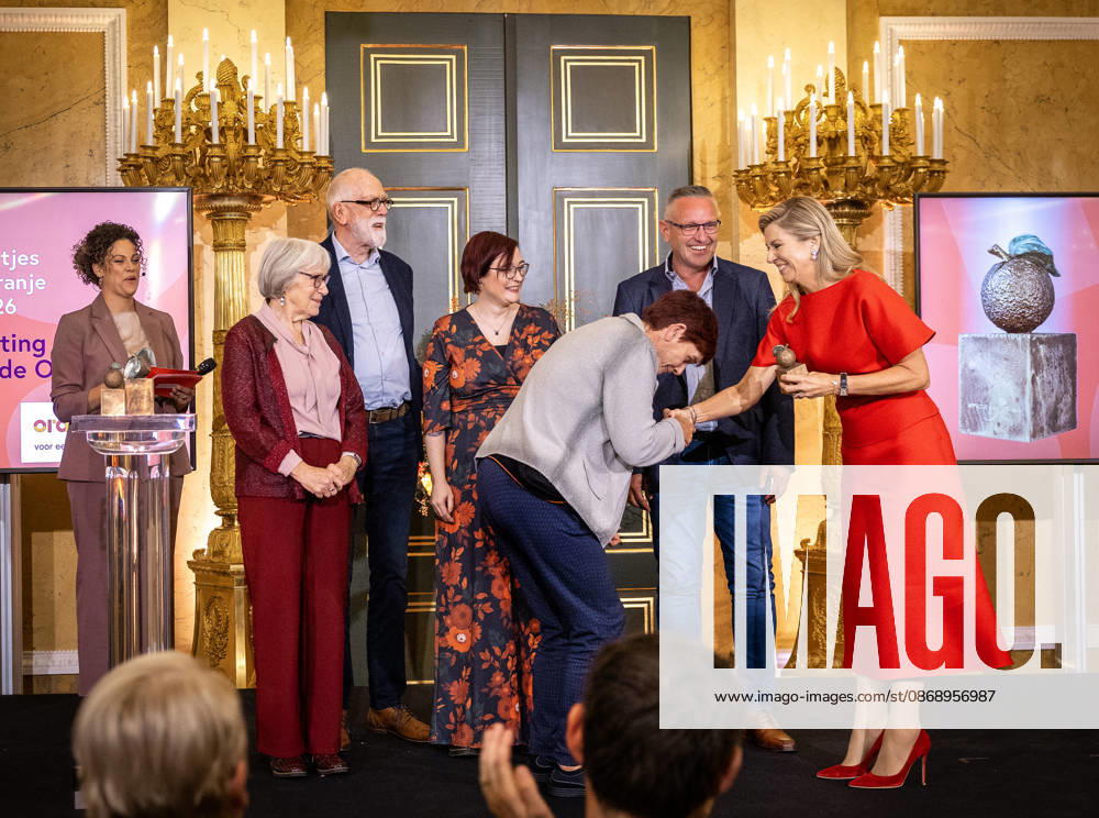 Palace Queen Maxima presented the 2026 Appeltjes van Oranje awards at palace Noordeinde in The Hague. Winners Stchting Doors Wide Open. Â
