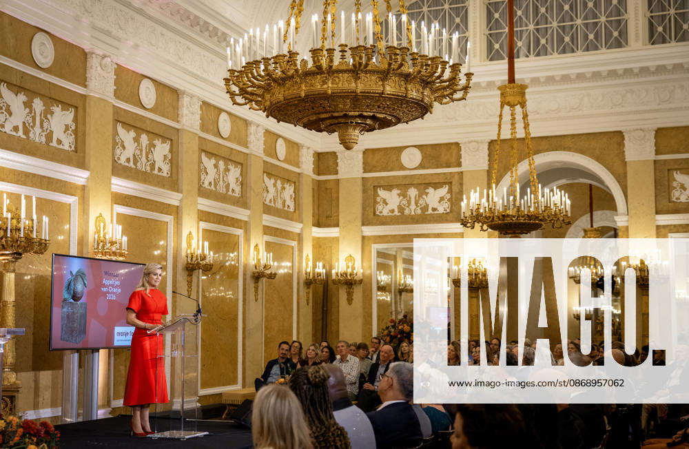 Palace Queen Maxima presented the 2026 Appeltjes van Oranje awards at palace Noordeinde in The Hague. Winner Mega D youth foundation Â