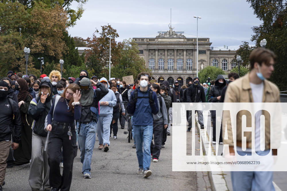 Clashes erupt during student protest in Strasbourg STRASBOURG, FRANCE - OCTOBER 8: Hundreds of students organized a spontaneous protest, often referred to as a wildcat demonstration, that moved through different areas of Strasbourg, France, on October 8, 2026. The demonstration was marked by clashes between protesters and police as students marched through the city during a day of national protest over education conditions and the 2027 education budget. Sathiri Kelpa Anadolu Strasbourg France. Editorial use only. Please get in touch for any other usage.