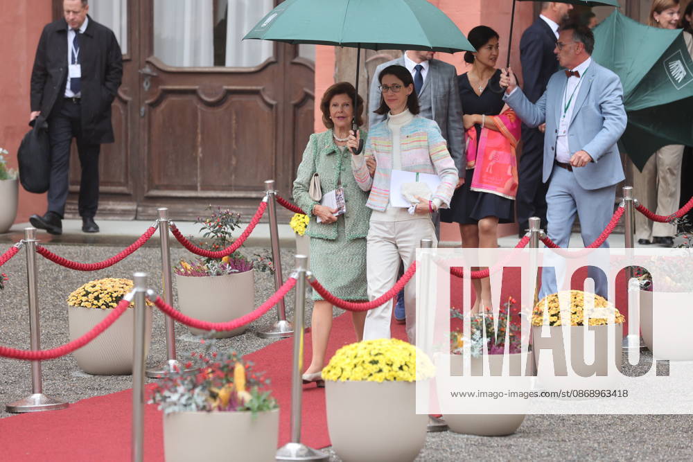 Queen Silvia of Sweden, Countess Bettina Bernadotte, and Count Björn Bernadotte at the Mentor Foundation’s anniversary celebration on Mainau Island, Mainau