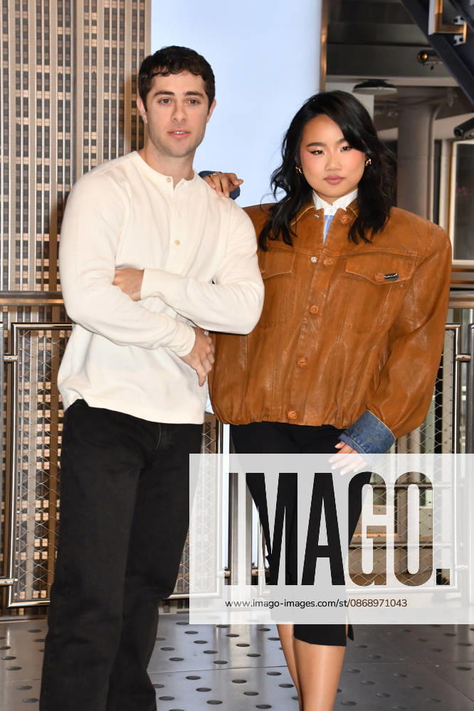 NEW YORK, NY- OCTOBER 8: Jaren Lewison and Helen J. Shen at the Empire State Building to Celebrate the Premiere of CBS New Series, Eternally Yours on October 8, 2026 in New York City.