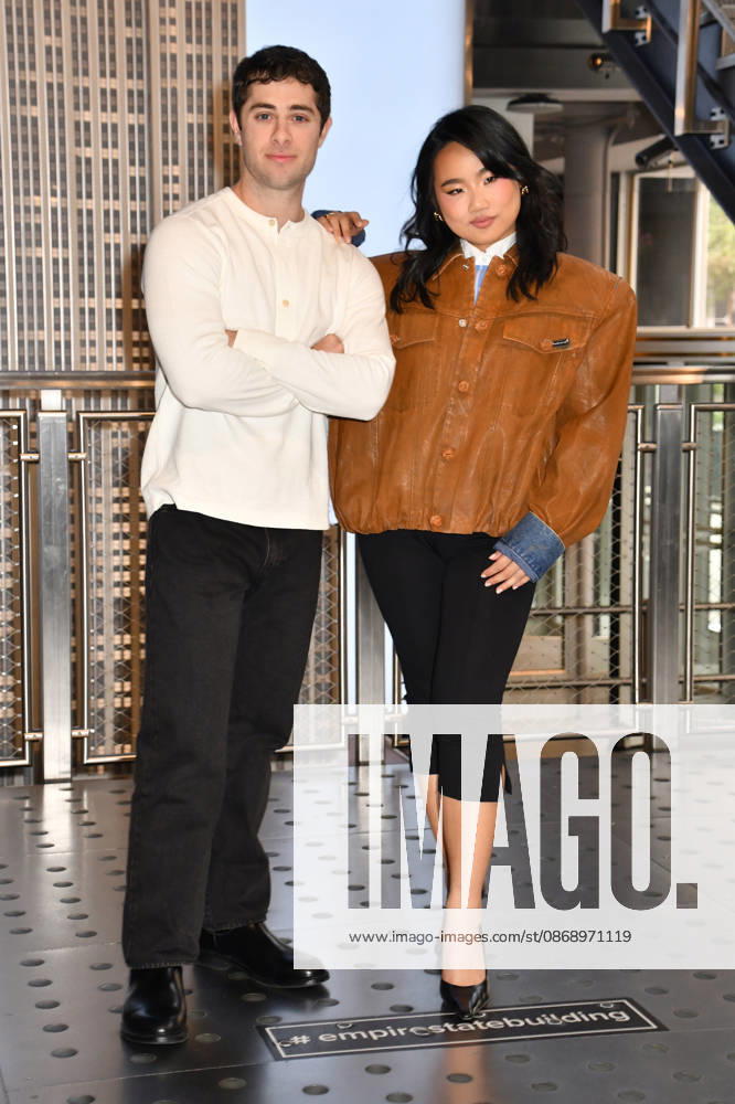 NEW YORK, NY- OCTOBER 8: Jaren Lewison and Helen J. Shen at the Empire State Building to Celebrate the Premiere of CBS New Series, Eternally Yours on October 8, 2026 in New York City.