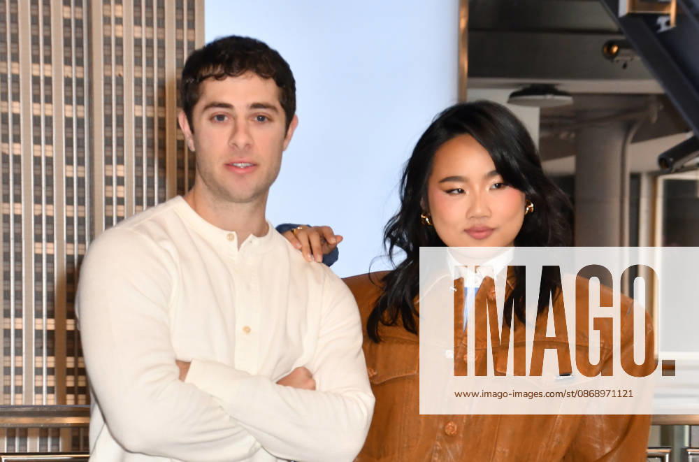 NEW YORK, NY- OCTOBER 8: Jaren Lewison and Helen J. Shen at the Empire State Building to Celebrate the Premiere of CBS New Series, Eternally Yours on October 8, 2026 in New York City.