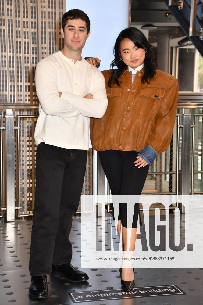 NEW YORK, NY- OCTOBER 8: Jaren Lewison and Helen J. Shen at the Empire State Building to Celebrate the Premiere of CBS New Series, Eternally Yours on October 8, 2026 in New York City.