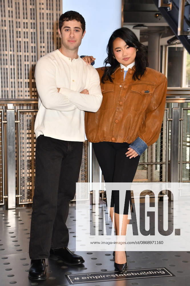 NEW YORK, NY- OCTOBER 8: Jaren Lewison and Helen J. Shen at the Empire State Building to Celebrate the Premiere of CBS New Series, Eternally Yours on October 8, 2026 in New York City.