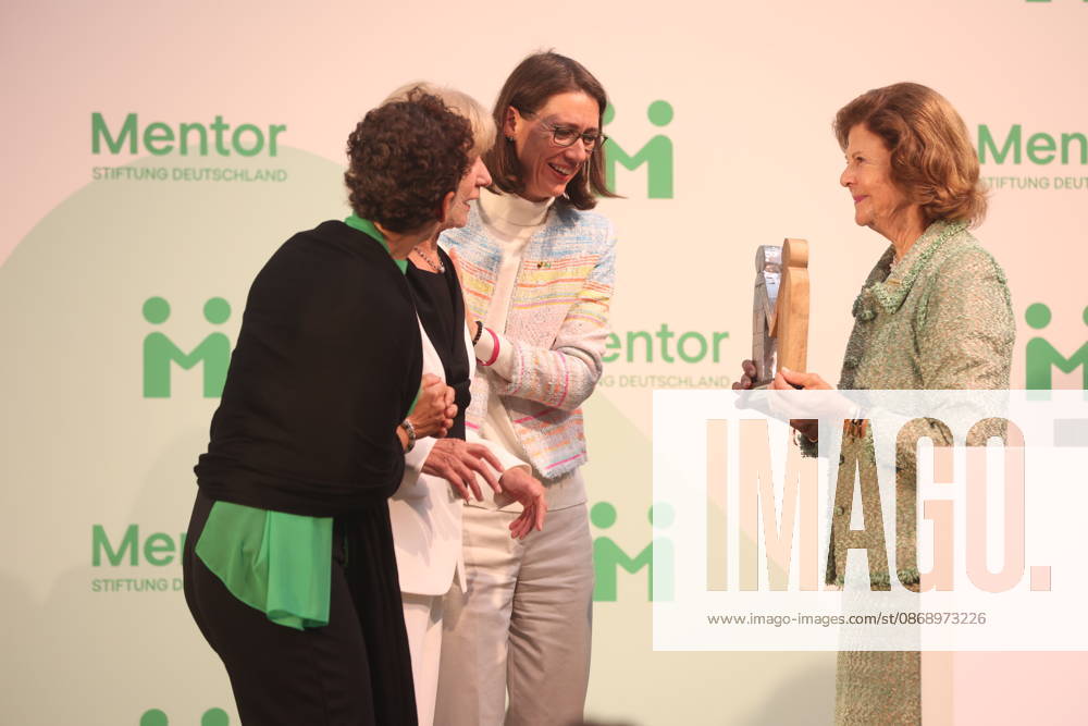 Sybille Perez, Monika Brandt, Countess Bettina Bernadotte, and Queen Silvia of Sweden at the Mentor Future Prize award ceremony during the Mentor Foundation’s anniversary celebration on Mainau Island, Mainau