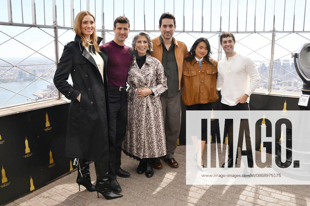 NEW YORK, NY- OCTOBER 8: Allegra Edwards, Parker Young, Rose Abdoo, Ed Weeks, Helen J. Shen and Jaren Lewison at the Empire State Building to Celebrate the Premiere of CBS New Series, Eternally Yours on October 8, 2026 in New York City. Credit: AdMedia New York City USA - ZUMAa123 20261008_zaa_a123_118