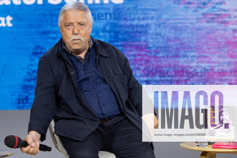 Frankfurt Book Fair 2026: Wolf Biermann presents his book *Ihr löscht das Feuer mit Benzin* on the literature stage hosted by ARD, ZDF, and 3sat, Frankfurt am Main, Hesse, Germany, Exhibition Center