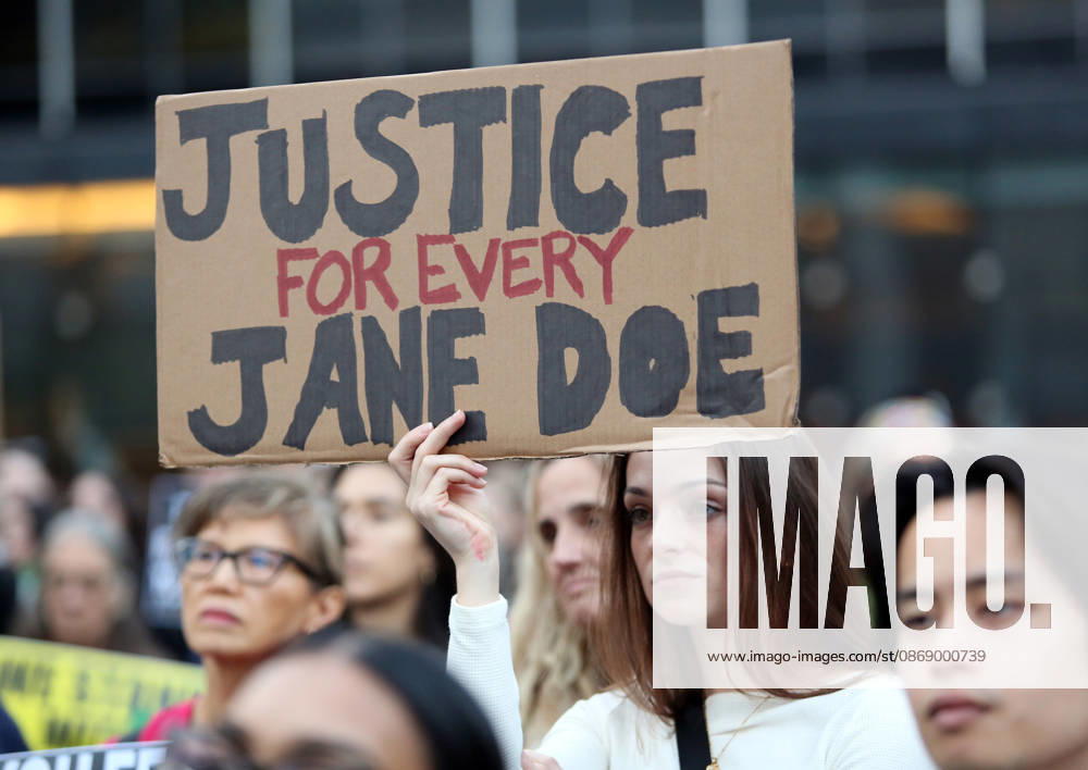 A woman holds a sign that says, Justice for Every Jane Doe . A demonstration of several hundred people, mostly women, showed support for Cornell student Jane Doe , who sued after a 2024 gang rape. The protestors gathered at Foley Square and called for tougher action against sexual violence. New York City USA - ZUMAk45_ 20261008_zaf_k45_018