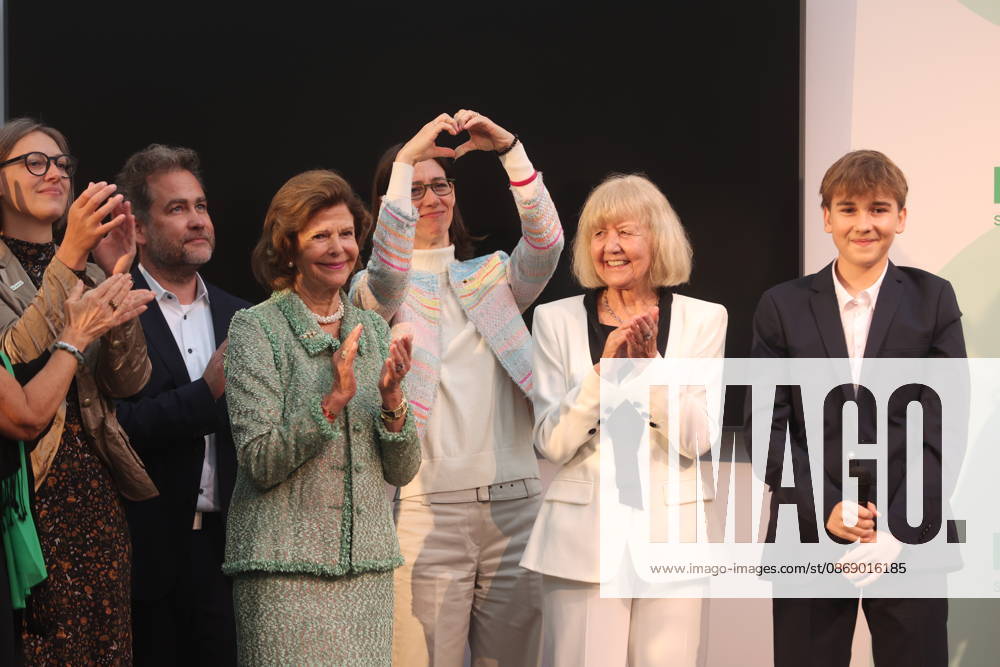 Queen Silvia of Sweden, Countess Bettina Bernadotte, and Monika Brandt at the Mentor Future Prize award ceremony during the Mentor Foundation’s anniversary celebration on Mainau Island, Mainau