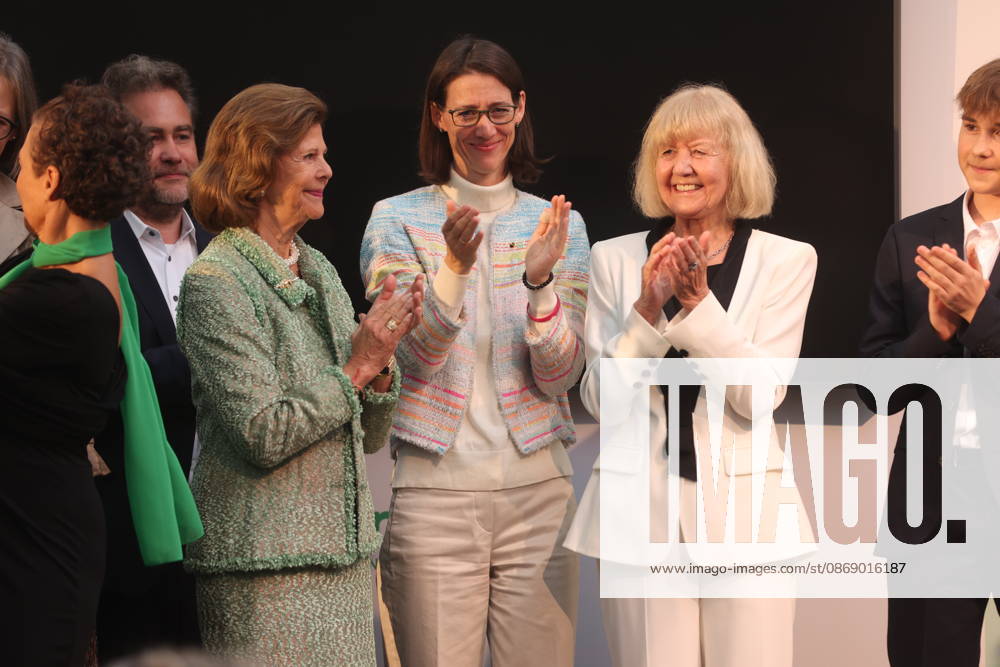 Queen Silvia of Sweden, Countess Bettina Bernadotte, and Monika Brandt at the Mentor Future Prize award ceremony during the Mentor Foundation’s anniversary celebration on the island of Mainau, Mainau