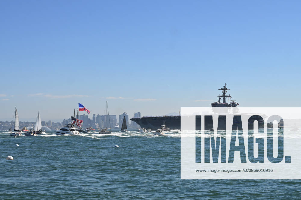 USS Abraham Lincoln returns to home port of San Diego after near-record deployment SAN DIEGO, UNITED STATES - OCTOBER 08: The USS Abraham Lincoln Nimitz-class aircraft carrier approaches its homeport at Naval Air Station North Island on return from its historic 10-month deployment on October 8, 2026 as seen from the Port of San Diego in San Diego, California, United States. The USS Abraham Lincoln (CVN 72) set a U.S. Navy record spending over 260 days consecutively at sea without a port call while playing a key role in Operation Epic Fury and regional maritime security operations in the Middle East. Carlos A. Moreno Anadolu San Diego United States. Editorial use only. Please get in touch for any other usage.