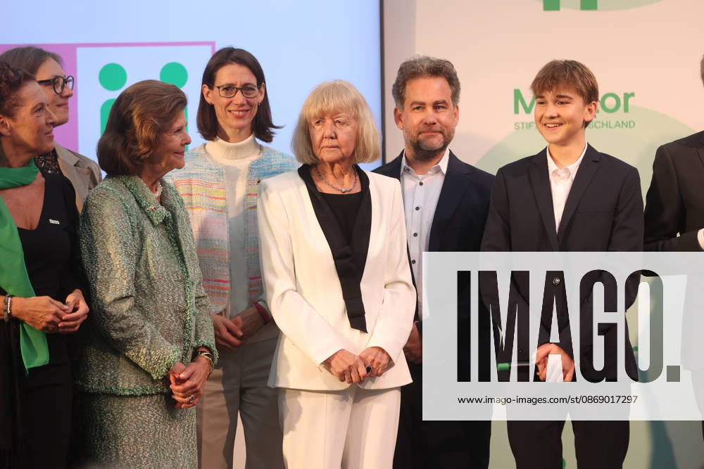 Queen Silvia of Sweden, Countess Bettina Bernadotte, and Monika Brandt at the Mentor Future Prize award ceremony during the Mentor Foundation’s anniversary celebration on Mainau Island, Mainau