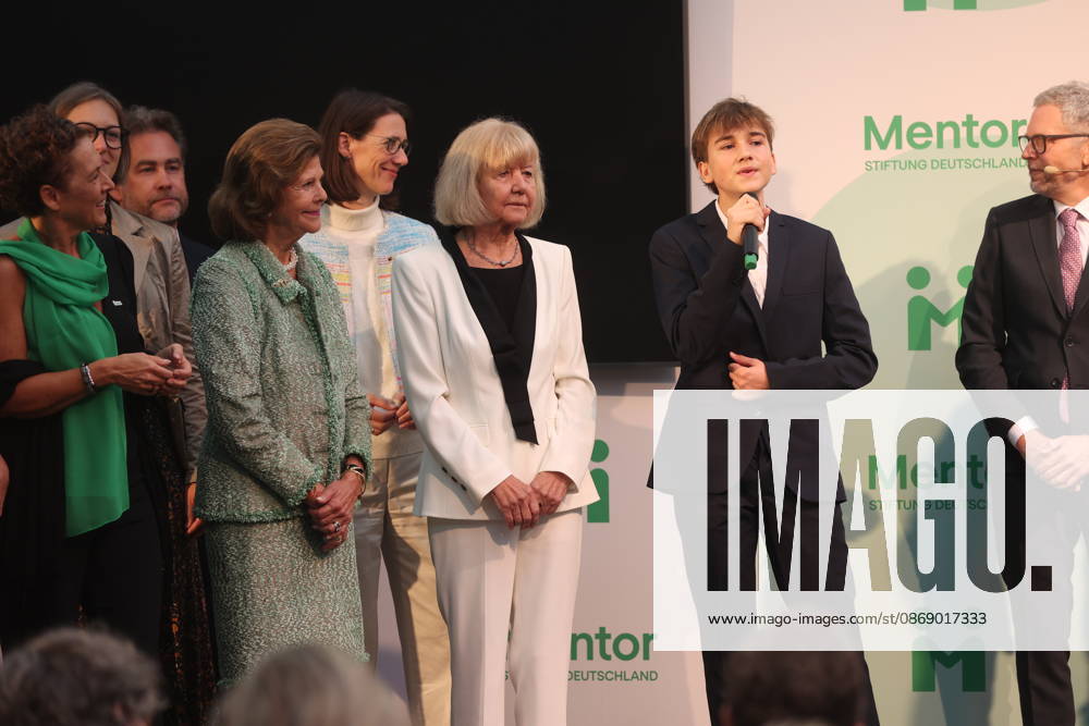 Queen Silvia of Sweden, Countess Bettina Bernadotte, and Monika Brandt at the Mentor Future Prize award ceremony during the Mentor Foundation’s anniversary celebration on Mainau Island, Mainau