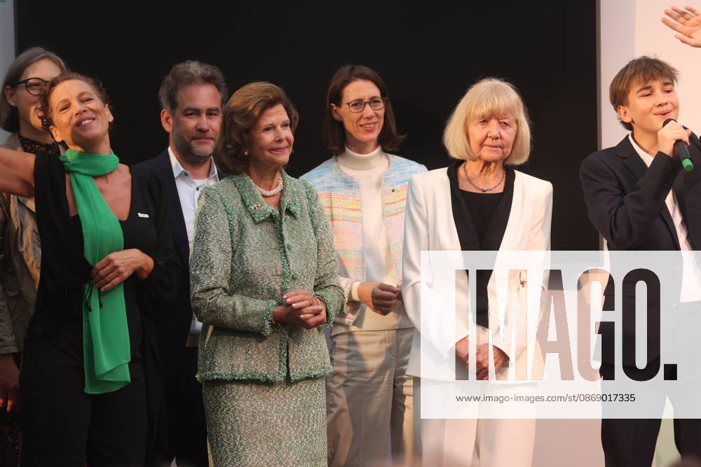 Queen Silvia of Sweden, Countess Bettina Bernadotte, and Monika Brandt at the Mentor Future Prize award ceremony during the Mentor Foundation’s anniversary celebration on Mainau Island, Mainau