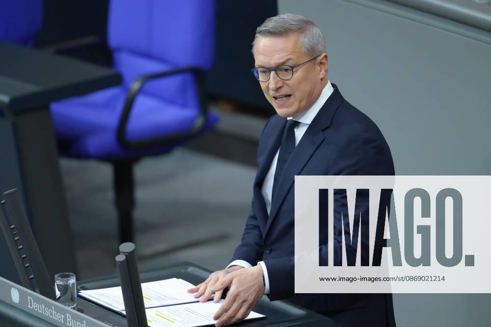 German Bundestag, 100th Plenary Session: A portrait of Dr. Karsten Wildberger, Federal Minister for Digitalization and State Modernization, during his speech on the amendment to the Telecommunications Act at the 100th session of the German Bundestag in Berlin, October 9, 2026, Berlin, Berlin, Germany