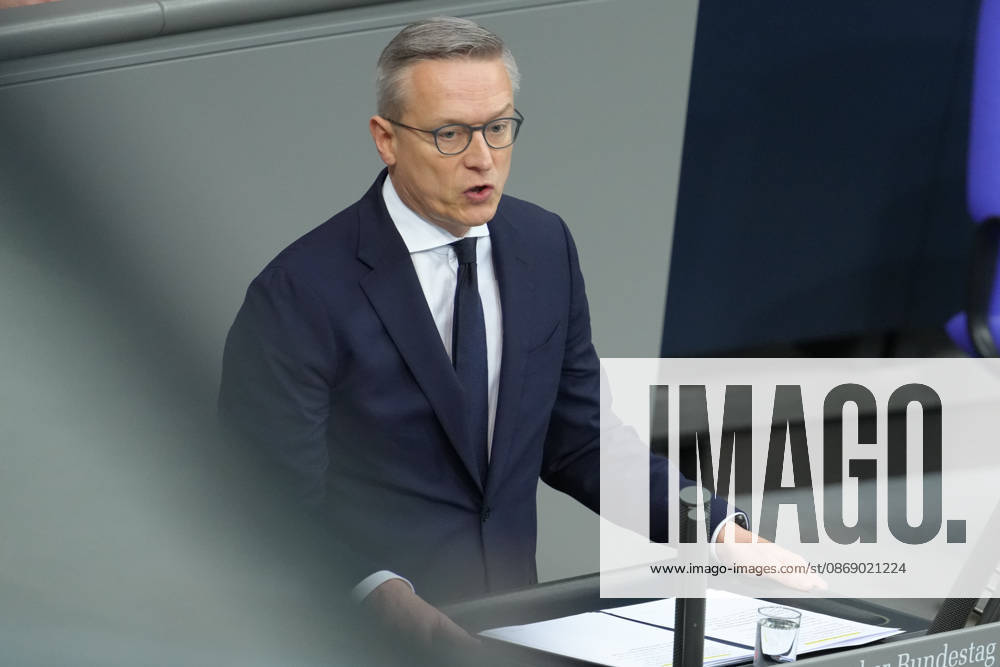 German Bundestag, 100th Plenary Session: A portrait of Dr. Karsten Wildberger, Federal Minister for Digitalization and State Modernization, during his speech on the amendment to the Telecommunications Act at the 100th session of the German Bundestag in Berlin, October 9, 2026, Berlin, Berlin, Germany