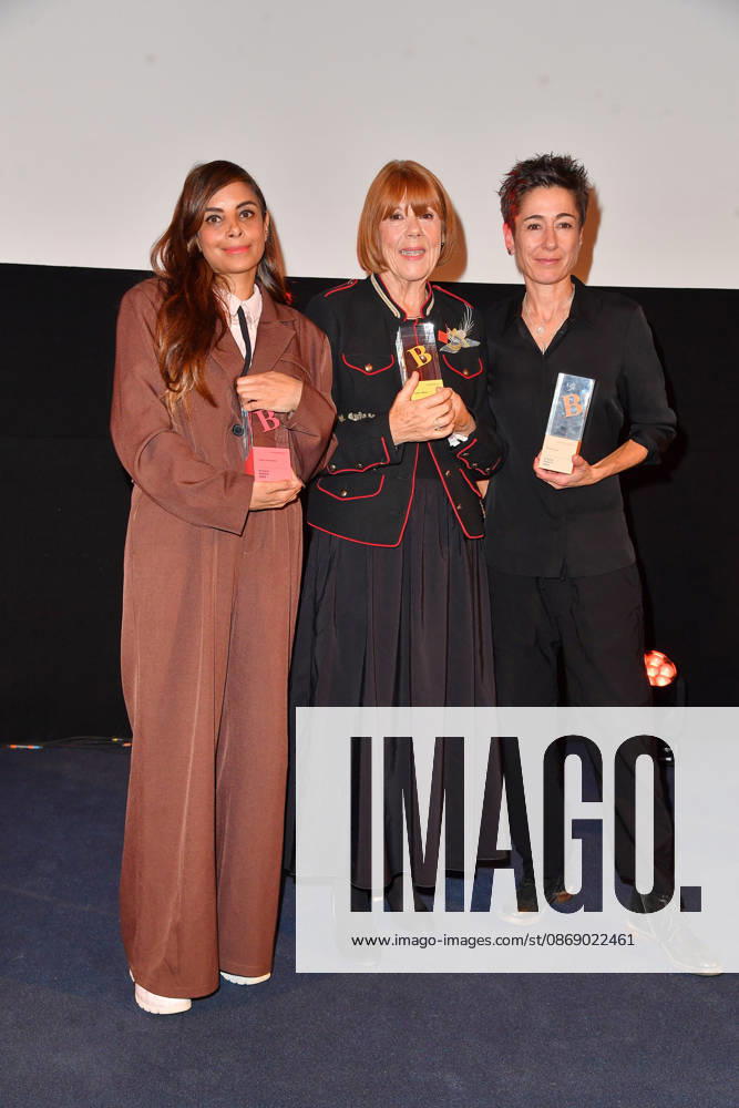Collien Fernandes, Gisele Pelicot, and Dunja Hayali at the 2026 Brigitte Award ceremony at the Kino International in Berlin on October 8, 2026