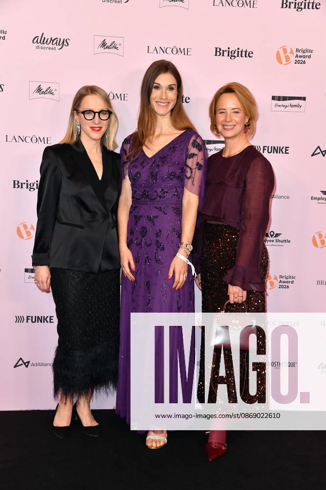 Julia Becker, Collien Fernandes, and Susanna Riethmuller at the 2026 Brigitte Award ceremony at the Kino International in Berlin on October 8, 2026