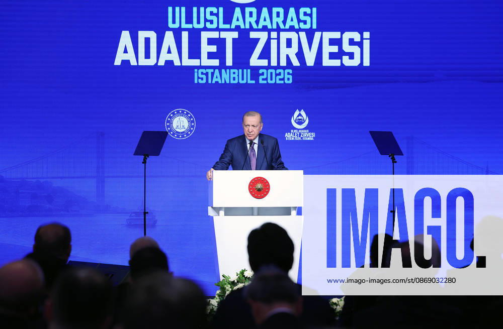 Turkish President Recep Tayyip Erdogan ISTANBUL, TURKIYE - OCTOBER 9:(---- - MANDATORY CREDIT - TURKISH PRESIDENCY MURAT KULA HANDOUT - NO MARKETING NO ADVERTISING CAMPAIGNS - DISTRIBUTED AS A SERVICE TO CLIENTS----) Turkish President Recep Tayyip Erdogan gives a speech during the International Justice Summit at Ciragan Palace in Istanbul, Turkiye on October 9, 2026. TUR Presidency Murat Kula Handout Anadolu Istanbul Turkey. Editorial use only. Please get in touch for any other usage.