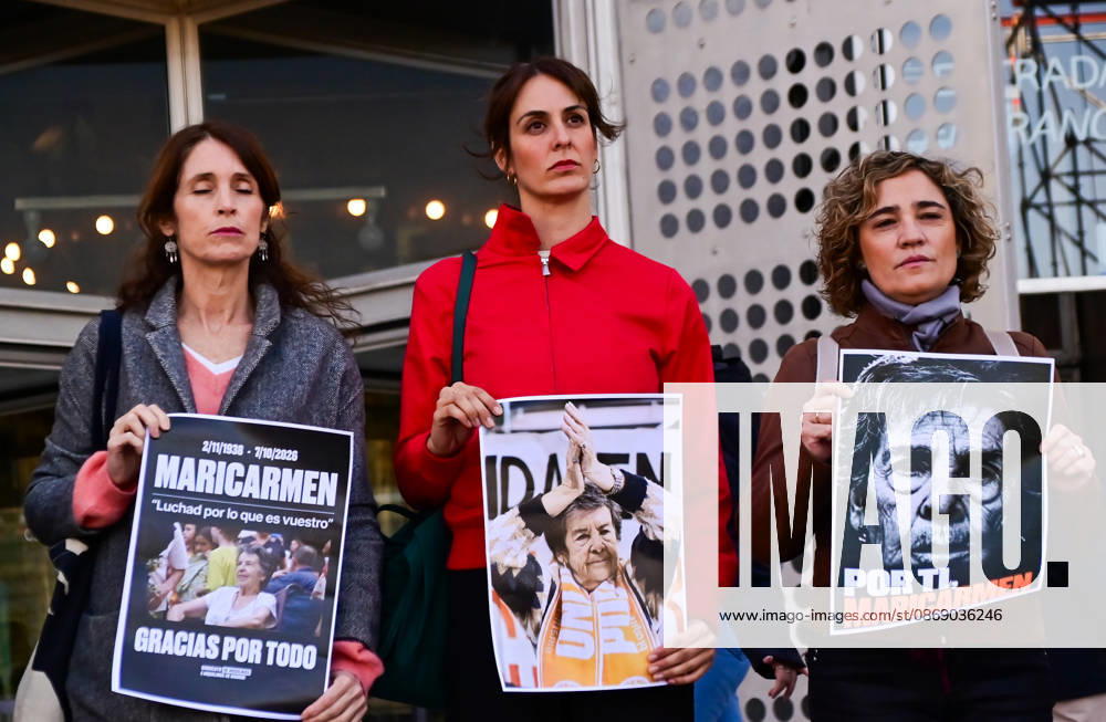 Members and representatives of the Madrid branch of the Spanish Socialist WorkersÃ¢â‚¬â ¢ Party (PSOE) observe a minute of silence outside Madrid City Hall in memory of Maricarmen, who died after being evicted from her home. Her death has become a symbol of the housing crisis and the struggle against real estate speculation. Madrid SPAIN - ZUMAz108 20261009_znp_z108_001