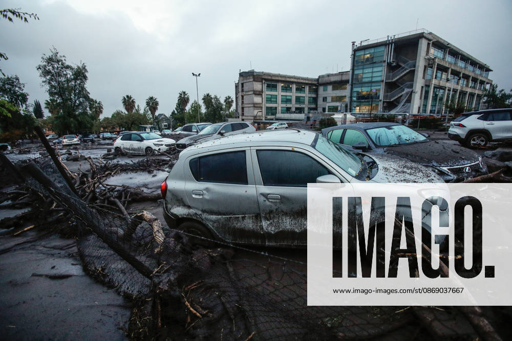 Santiago, October 9, 2026: Consequences of a mudslide that affected the area from San Carlos de Apoquindo to Los Dominicos in the Las Condes district, causing widespread damage and sweeping away vehicles and people. Diego Martin Aton, Chile, Aton 1198068 jpeg