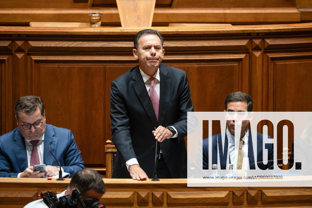 Portuguese Prime Minister LUIS MONTENEGRO stands at the government bench during a fortnightly parliamentary debate at the Assembleia da Republica in Lisbon, Portugal, on October 9, 2026. The session includes government-accountability questioning, followed by a preparatory debate on the European Council. Lisbon Portugal - ZUMAr238 20261009_zip_r238_020