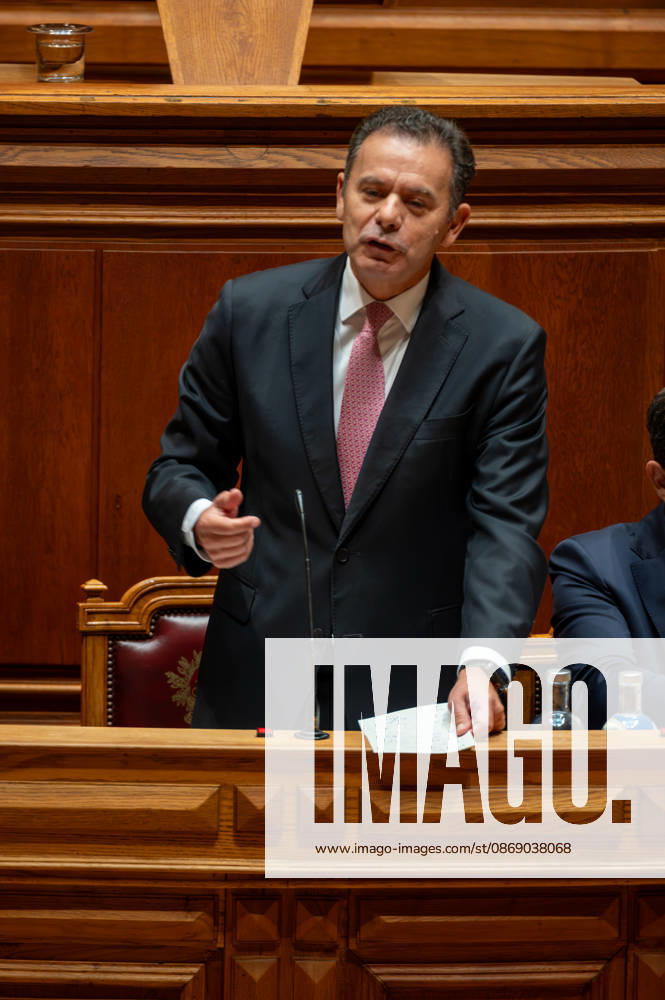 Portuguese Prime Minister LUIS MONTENEGRO speaks and gestures while holding notes during a parliamentary debate at the Assembleia da Republica in Lisbon, Portugal, on October 9, 2026. The sitting includes fortnightly government-accountability questioning followed by a preparatory debate for the European Council. Lisbon Portugal - ZUMAr238 20261009_zip_r238_022