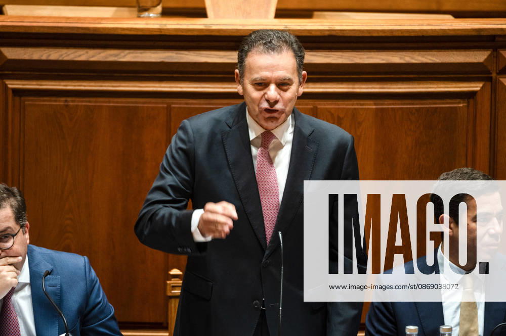 Portuguese Prime Minister LUIS MONTENEGRO gestures while speaking during the fortnightly parliamentary debate at the Assembleia da Republica in Lisbon, Portugal, on October 9, 2026. The government-accountability session was scheduled to be followed by a debate preparing Portugal s position for the European Council. Lisbon Portugal - ZUMAr238 20261009_zip_r238_023
