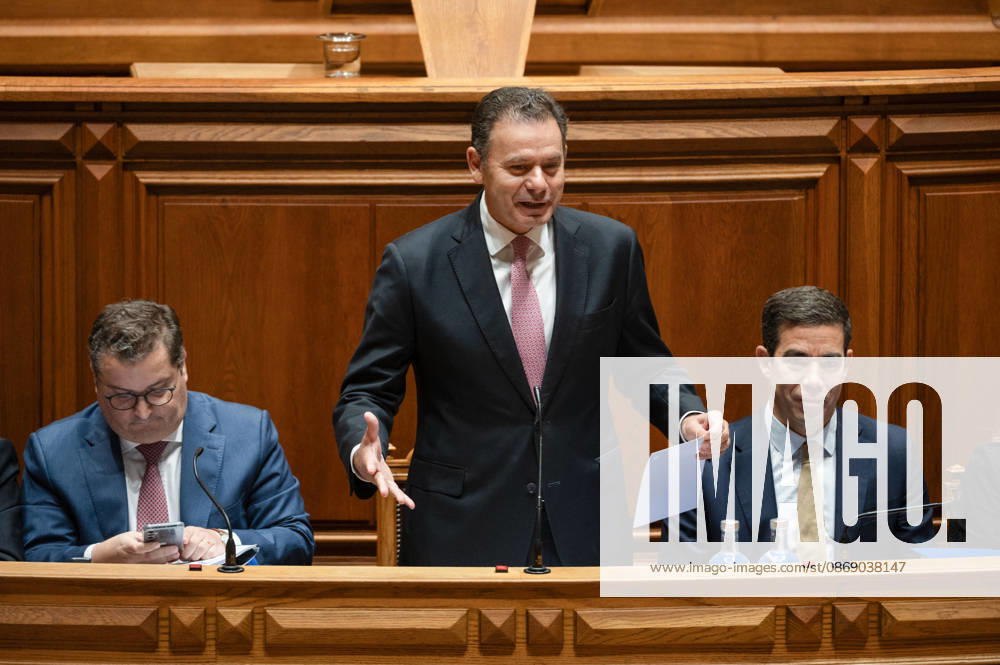 Portuguese Prime Minister LUIS MONTENEGRO gestures while holding a sheet of paper as he addresses lawmakers during the fortnightly parliamentary debate at the Assembleia da Republica in Lisbon, Portugal, on October 9, 2026. The government-accountability session was scheduled to be followed by a debate preparing Portugal s position for the European Council. Lisbon Portugal - ZUMAr238 20261009_zip_r238_031