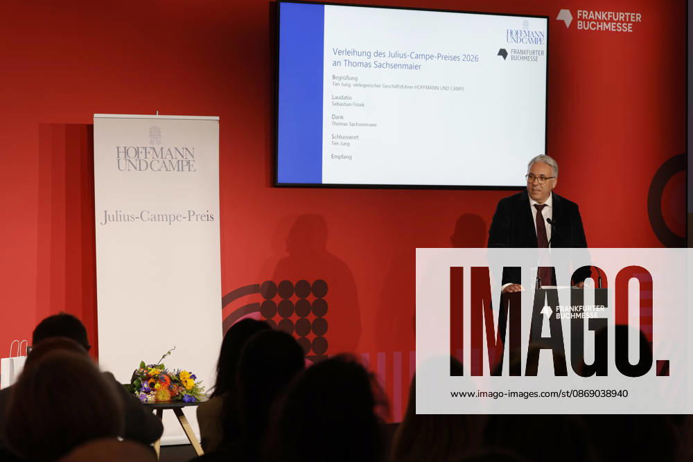 Frankfurt Impressions, October 9, 2026: At the 78th Frankfurt Book Fair in 2026, the Julius Campe Prize—99 bottles of wine—will be awarded to Thomas Sachsenmeier. Foreword by Tim Jung, Publishing Director, Hoffmann und Campe, Frankfurt am Main, Hesse, Germany