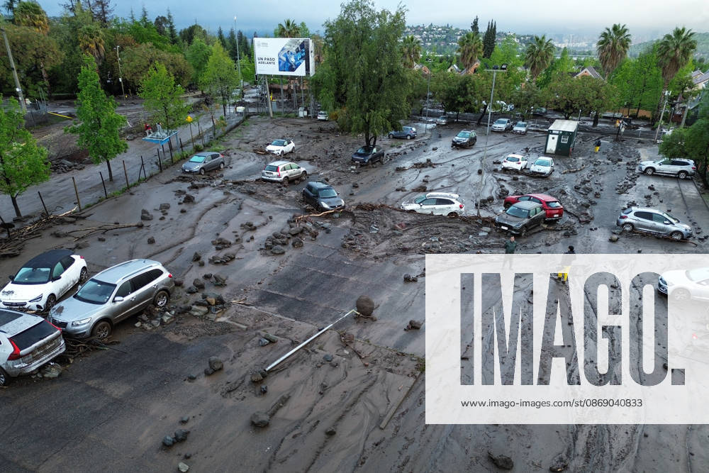 Santiago, October 9, 2026: Consequences of a mudslide that affected the area from San Carlos de Apoquindo to Los Dominicos in the Las Condes district, causing widespread damage and sweeping away vehicles and people. Diego Martin Aton, Chile, Aton 1198080 jpeg
