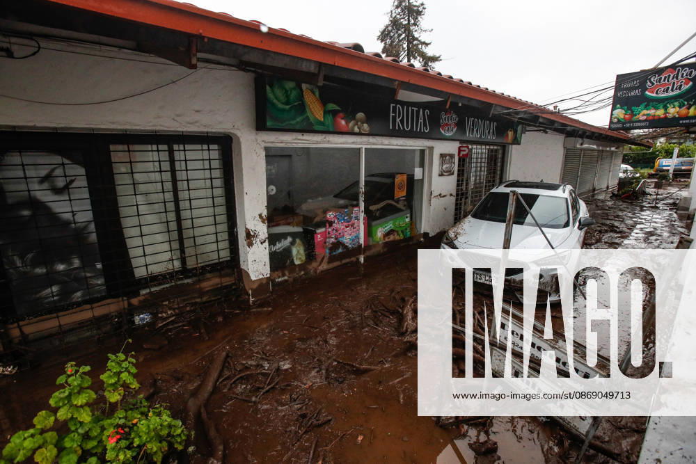 Santiago, October 9, 2026: Consequences of a mudslide that affected the area from San Carlos de Apoquindo to Los Dominicos in the Las Condes district, causing widespread damage and sweeping away vehicles and people. Diego Martin Aton, Chile, Aton 1198112 jpeg