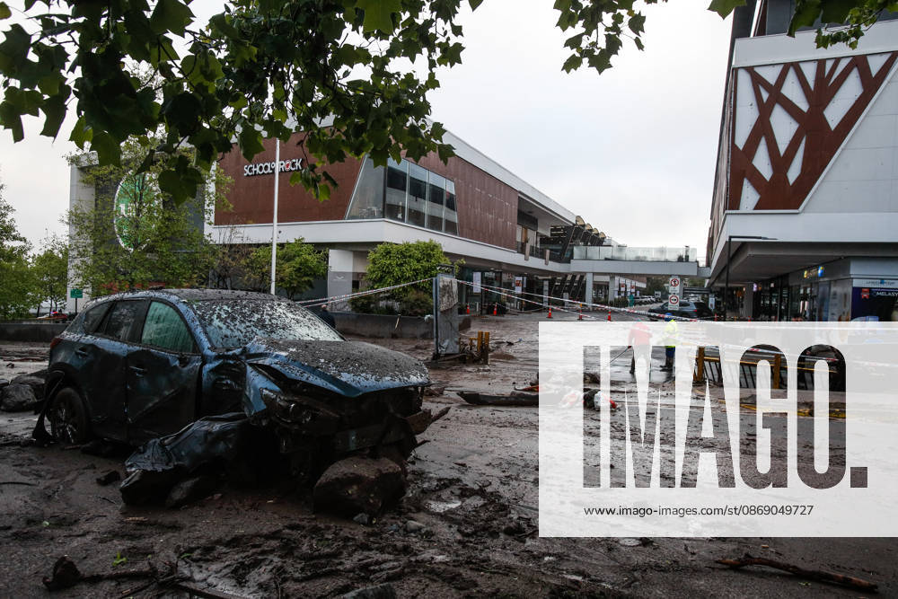 Santiago, October 9, 2026: Consequences of a mudslide that affected the area from San Carlos de Apoquindo to Los Dominicos in the Las Condes district, causing widespread damage and sweeping away vehicles and people. Diego Martin Aton, Chile, Aton 1198091 jpeg