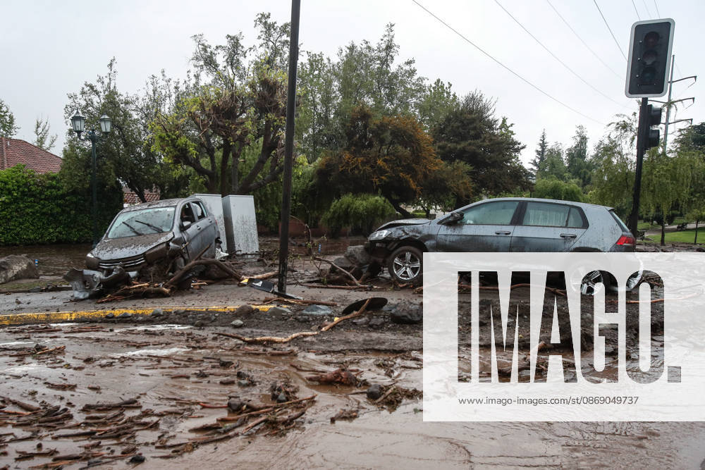 Santiago, October 9, 2026: Consequences of a mudslide that affected the area from San Carlos de Apoquindo to Los Dominicos in the Las Condes district, causing widespread damage and sweeping away vehicles and people. Diego Martin Aton, Chile, Aton 1198094 jpeg