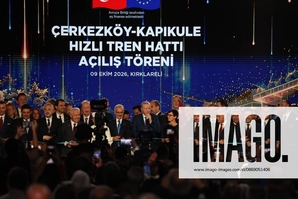 Turkish President Recep Tayyip Erdogan KIRKLARELI, TURKIYE - OCTOBER 9: Turkish President Recep Tayyip Erdogan attends the Cerkezkoy-Kapikule High-Speed Railway Line Opening Ceremony in Kirklareli, Turkiye on October 9, 2026. Ozgun Tiran Anadolu Kirklareli Turkey. Editorial use only. Please get in touch for any other usage.