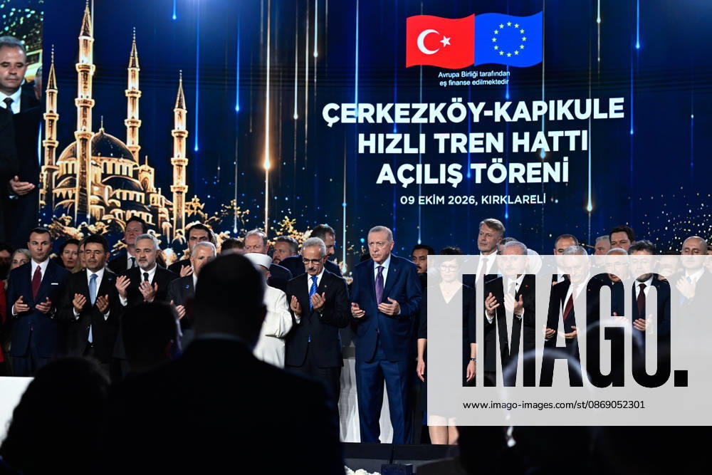 Turkish President Recep Tayyip Erdogan KIRKLARELI, TURKIYE - OCTOBER 9: Turkish President Recep Tayyip Erdogan attends the Cerkezkoy-Kapikule High-Speed Railway Line Opening Ceremony in Kirklareli, Turkiye on October 9, 2026. Arif Hudaverdi Yaman Anadolu Kirklareli Turkey. Editorial use only. Please get in touch for any other usage.