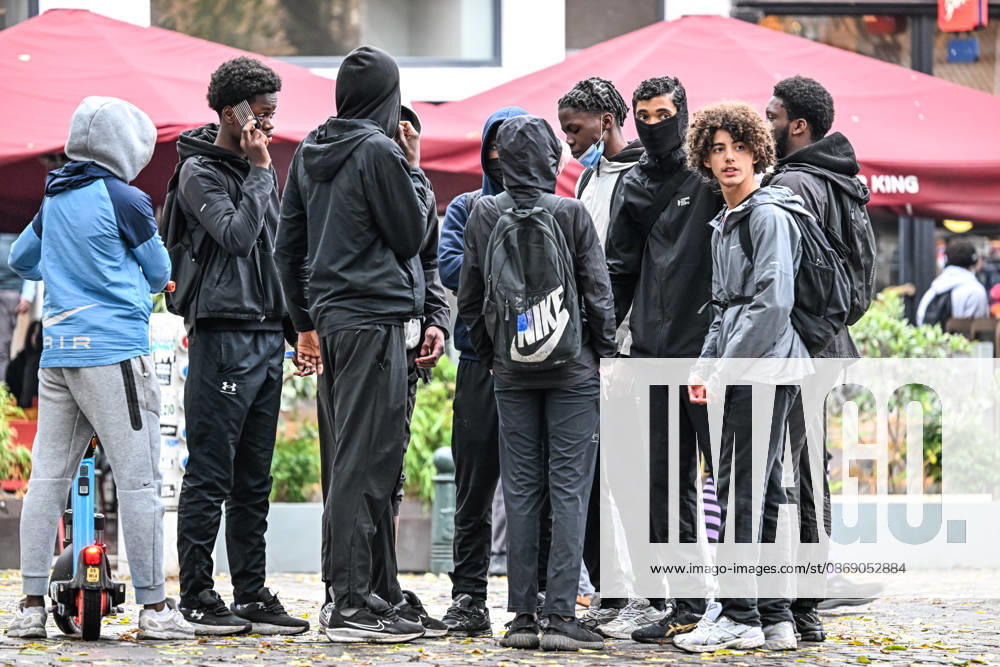 Violent student protests merge with a trade union demonstration near Mont des Arts in Brussels, Belgium, on 9 October 2026. Clashes and disorder unfold as student protesters join the union-led mobilisation in the Belgian capital.
