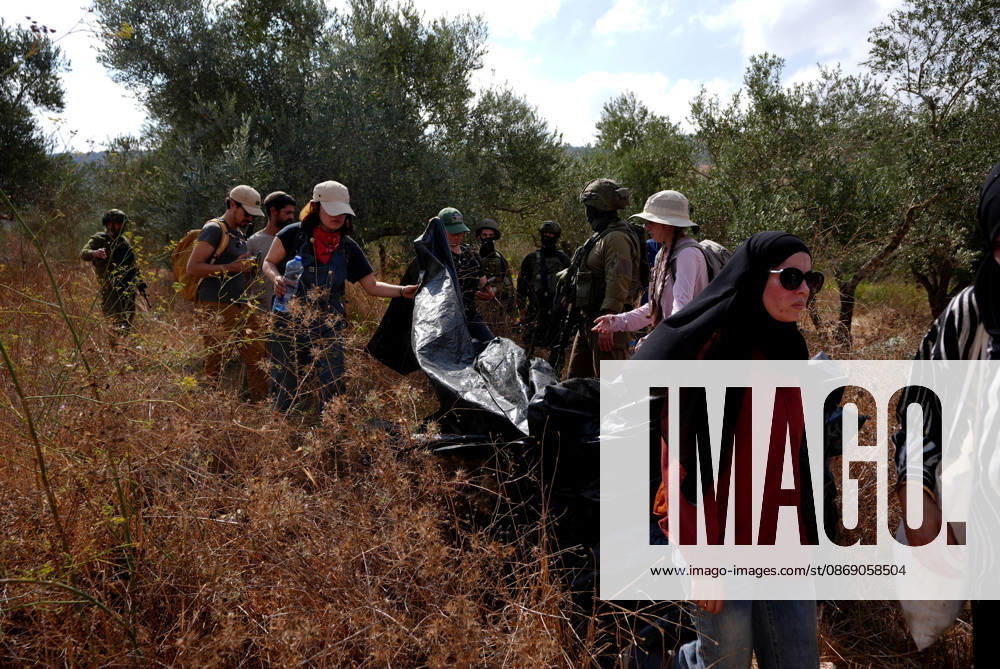 Clashes erupt between Israeli settlers and Palestinian farmers in West Bank RAMALLAH, WEST BANK - OCTOBER 9: Clashes break out between Israeli settlers, accompanied by Israeli soldiers, and Palestinian farmers harvesting olives in the town of Deir Ibzi, near Ramallah in West Bank, on October 9, 2026. The incident reportedly involved damage to olive crops and provocative actions by the settlers. Issam Rimawi Anadolu West Bank Palestine. Editorial use only. Please get in touch for any other usage.