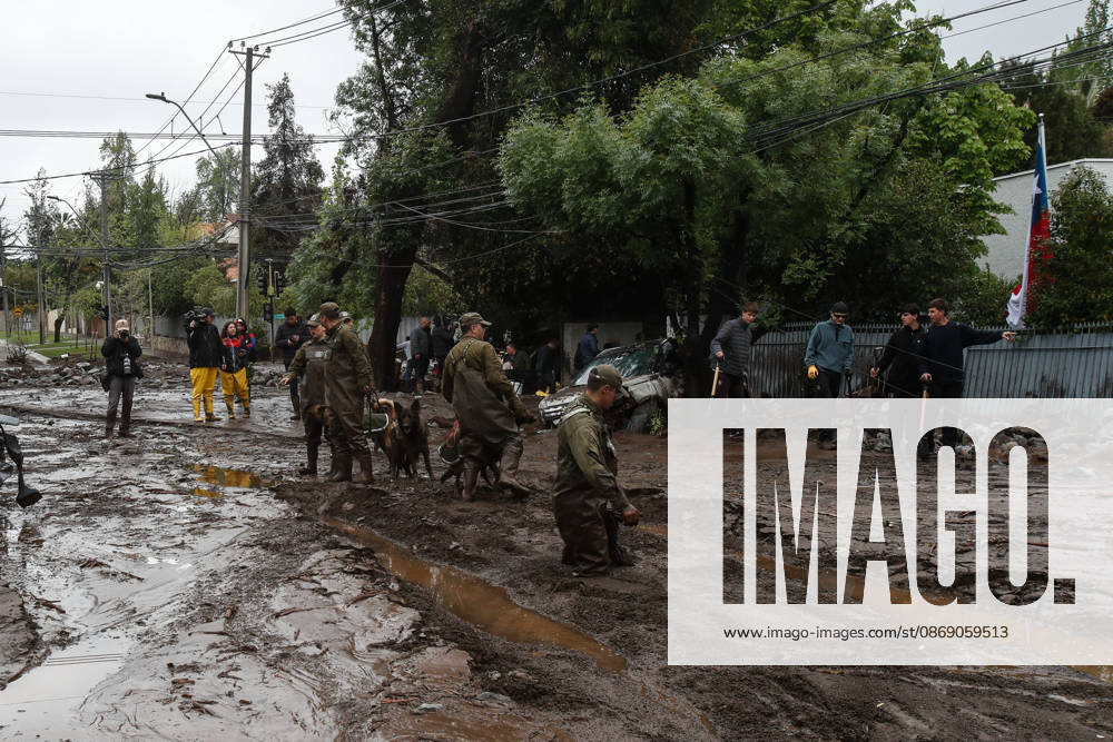 Santiago, October 9, 2026: Consequences of a mudslide that affected the area from San Carlos de Apoquindo to Los Dominicos in the Las Condes district, causing widespread damage and sweeping away vehicles and people. Diego Martin Aton, Chile, Aton 1198135 jpeg