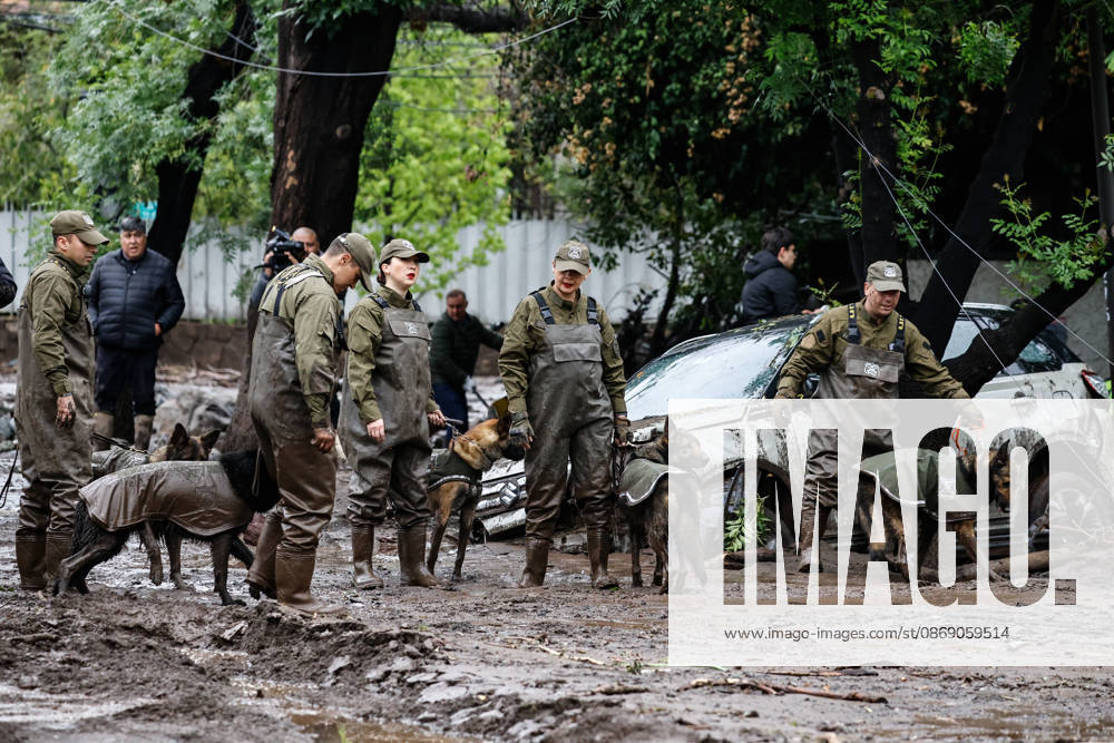 Santiago, October 9, 2026: Consequences of a mudslide that affected the area from San Carlos de Apoquindo to Los Dominicos in the municipality of Las Condes, causing widespread damage and sweeping away vehicles and people. Diego Martin Aton, Chile, Aton 1198136 jpeg