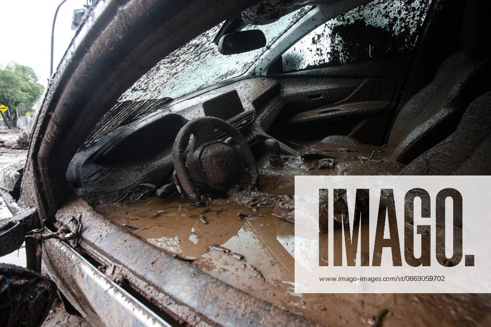 Santiago, October 9, 2026: Consequences of a mudslide that affected the area from San Carlos de Apoquindo to Los Dominicos in the Las Condes district, causing widespread damage and sweeping away vehicles and people. Diego Martin Aton, Chile, Aton 1198114 jpeg