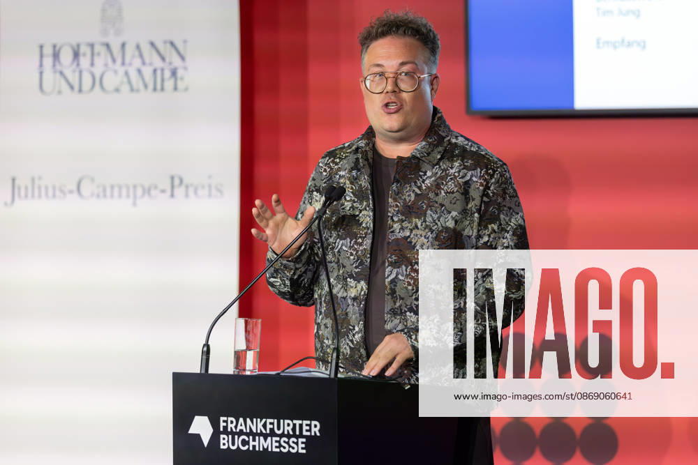 Frankfurt Book Fair 2026: Thomas Sachsenmaier receives the Julius Campe Prize, awarded by HOFFMANN UND CAMPE Verlag, Frankfurt am Main, Hesse, Germany, Exhibition Center
