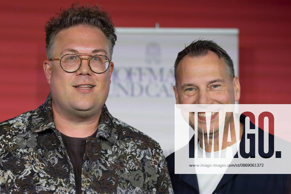 Frankfurt Book Fair 2026: Thomas Sachsenmaier (left) receives the Julius Campe Prize, awarded by HOFFMANN UND CAMPE Verlag; on the right, Sebastian Fitzek, who delivered the laudatory speech; Frankfurt am Main, Hesse, Germany; Exhibition Grounds